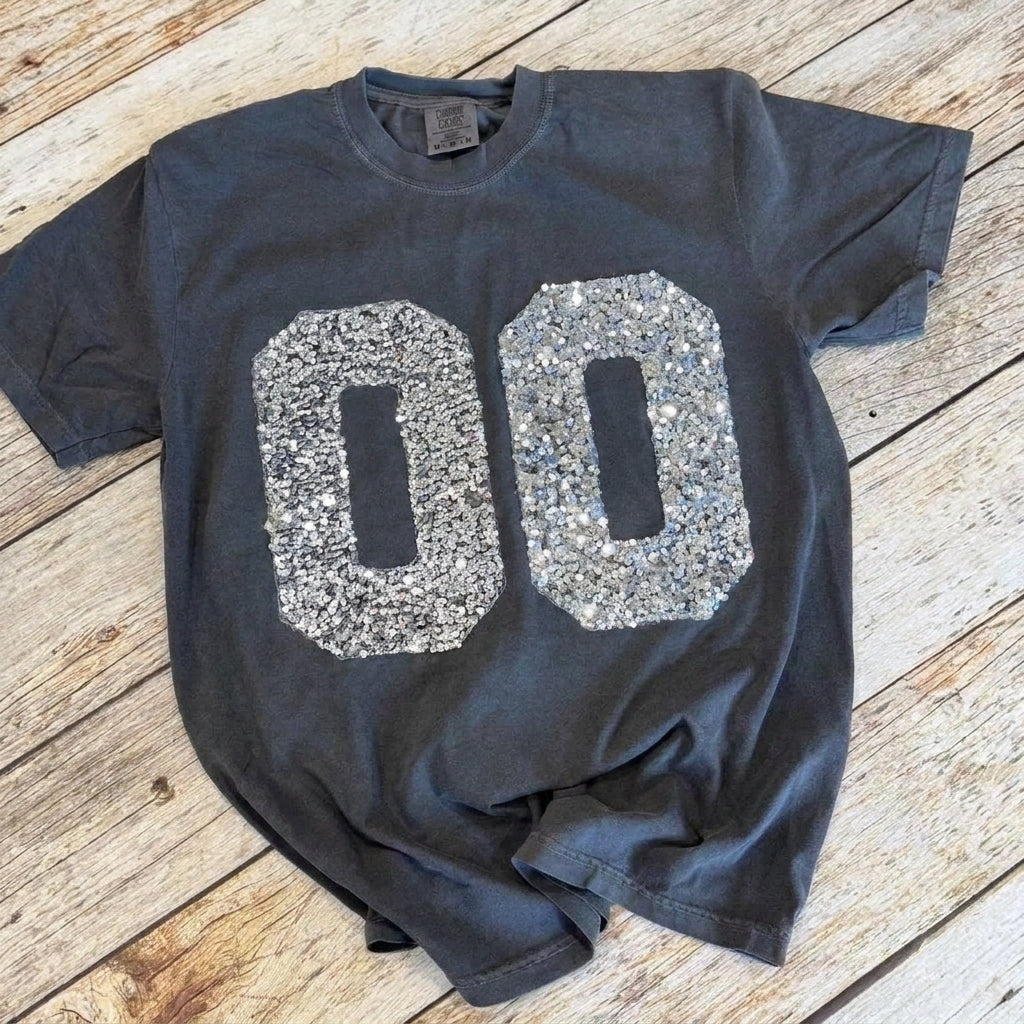 Sequin Varsity Number Washed Game T-Shirt