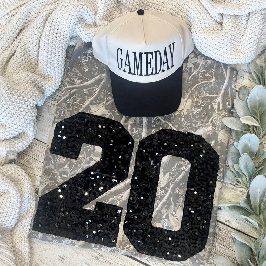 Sequin Varsity Number Washed Game T-Shirt