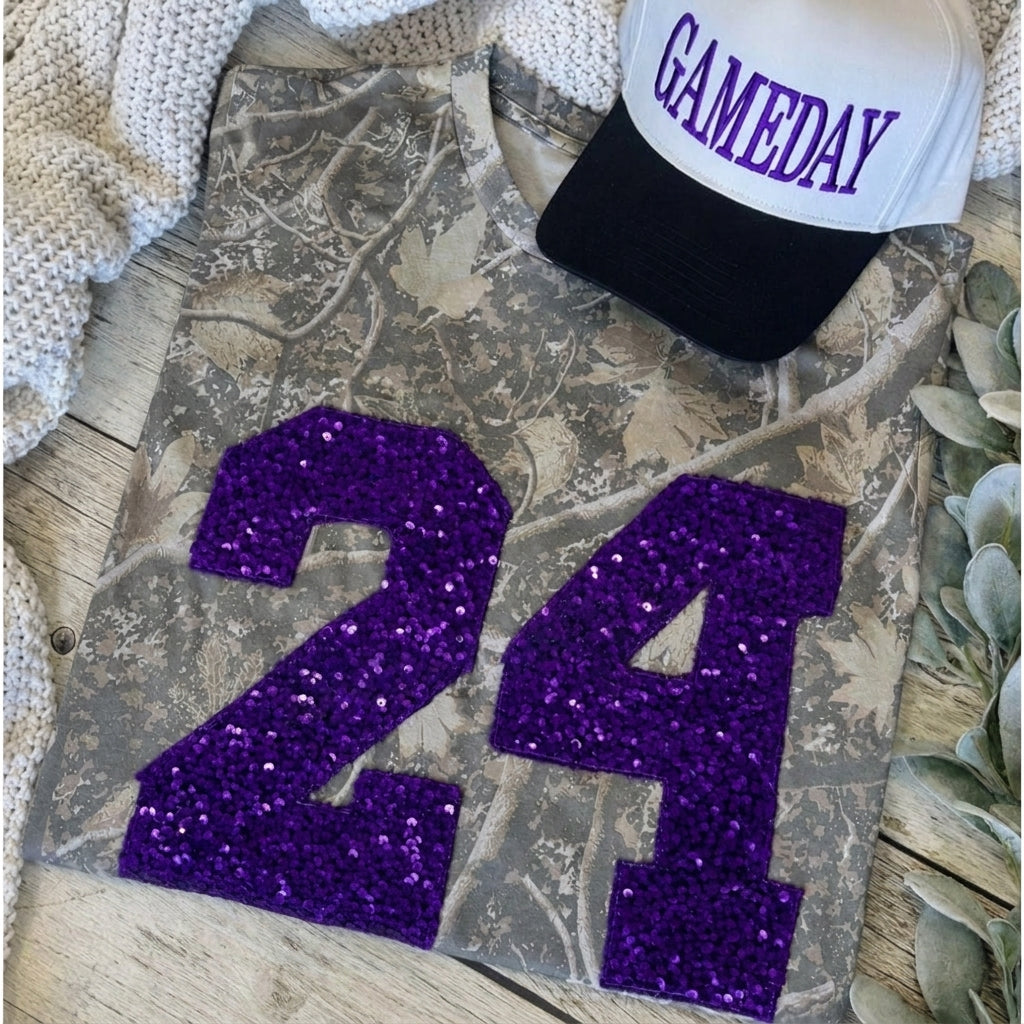 Sequin Varsity Number Washed Game T-Shirt