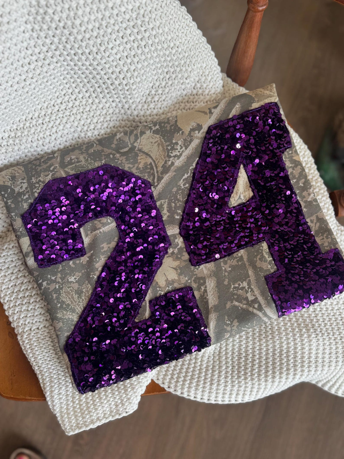 Sequin Varsity Number Washed Game T-Shirt