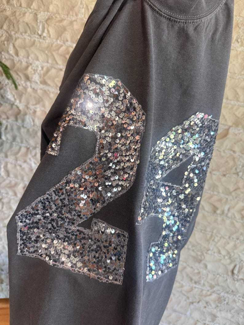 Sequin Varsity Number Washed Game T-Shirt