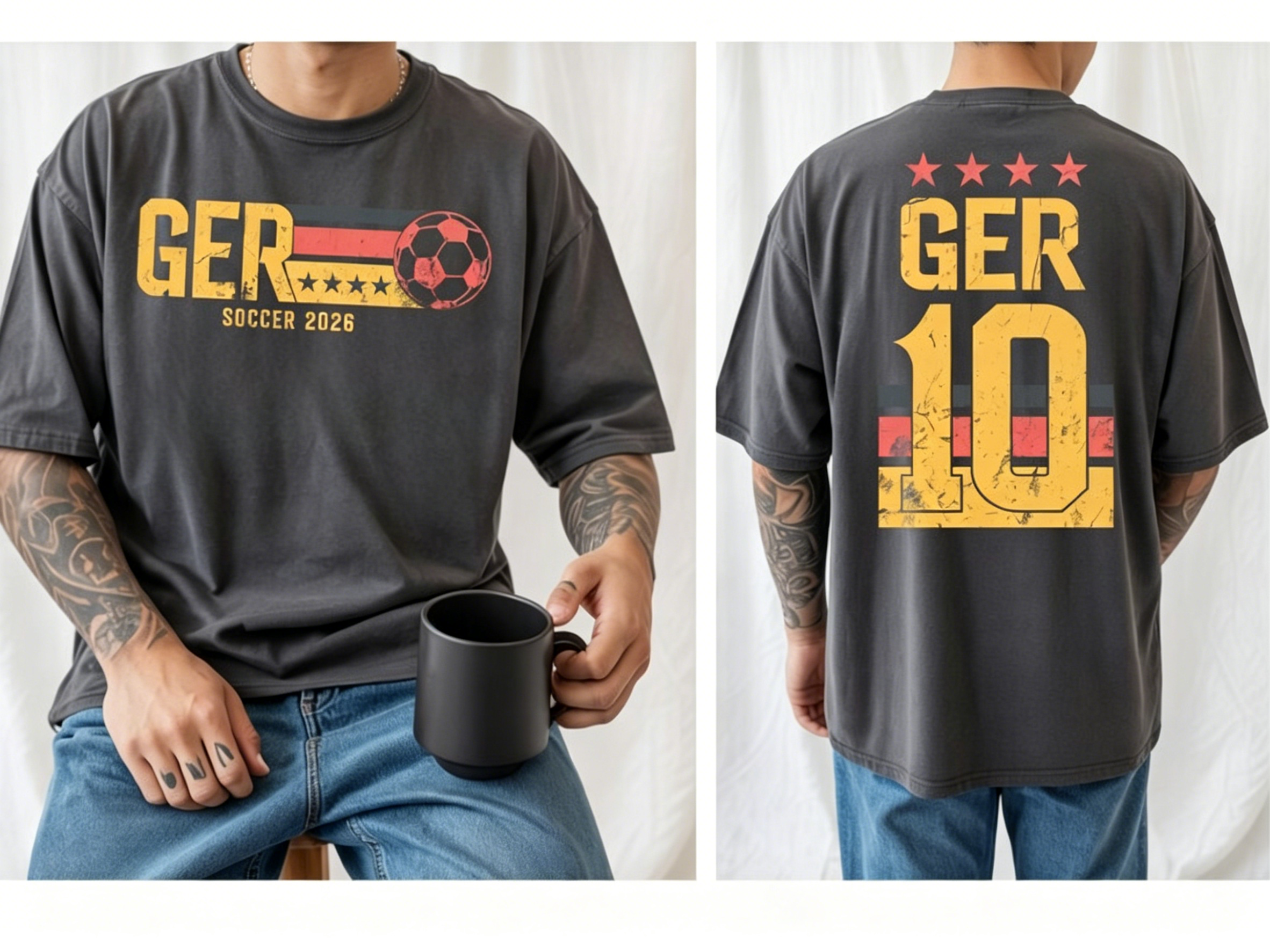 Retro Distressed USA Soccer Tee, Front & Back Print 2026 USA Football Oversized T-shirt