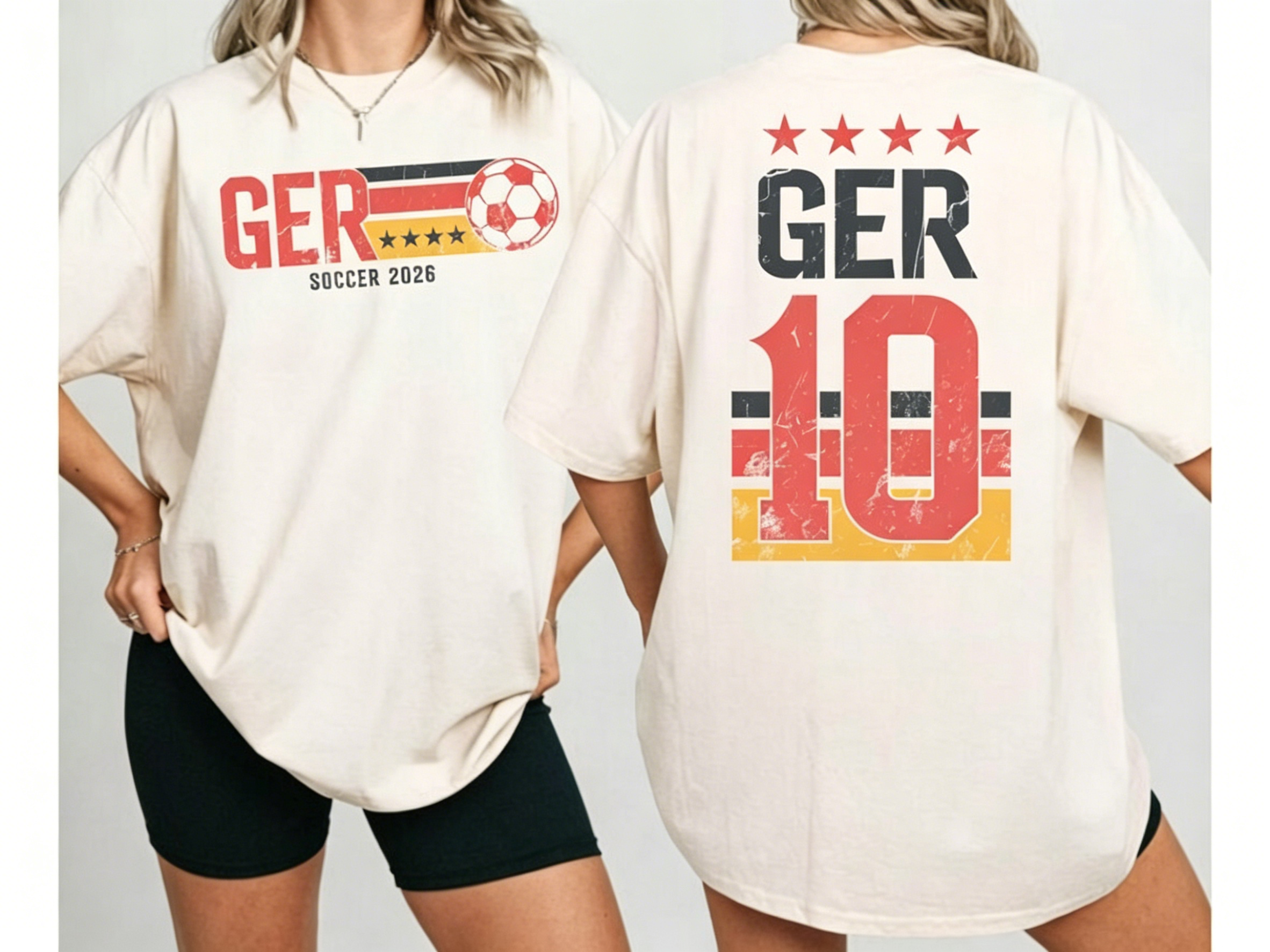 Retro Distressed USA Soccer Tee, Front & Back Print 2026 USA Football Oversized T-shirt