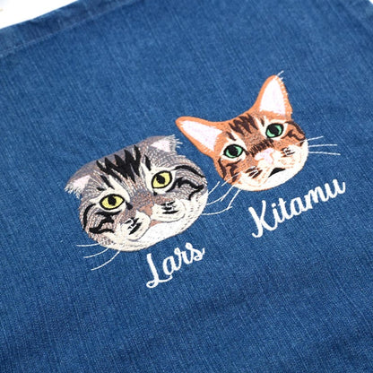 Custom Pet Portrait Apron – Embroidered Cat Photo Apron