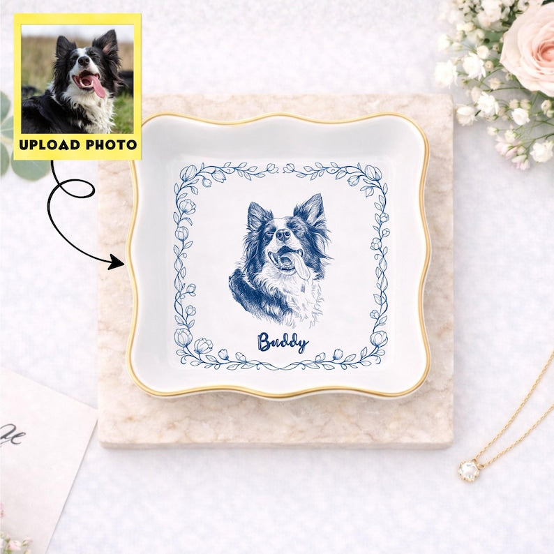 The Custom Toile de Jouy Pet Ring Dish
