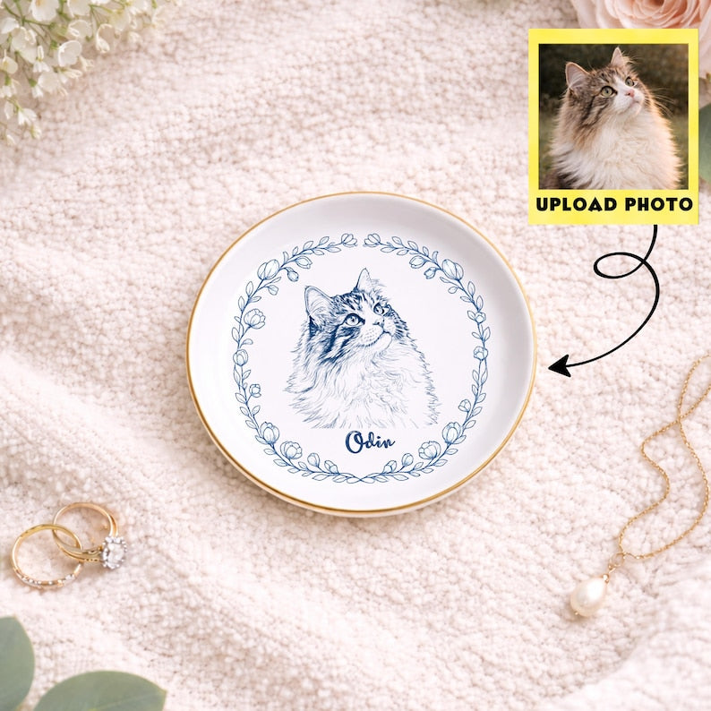 The Custom Toile de Jouy Pet Ring Dish