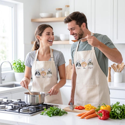 Custom Cat Portrait Apron – Embroidered Cat Chef Apron