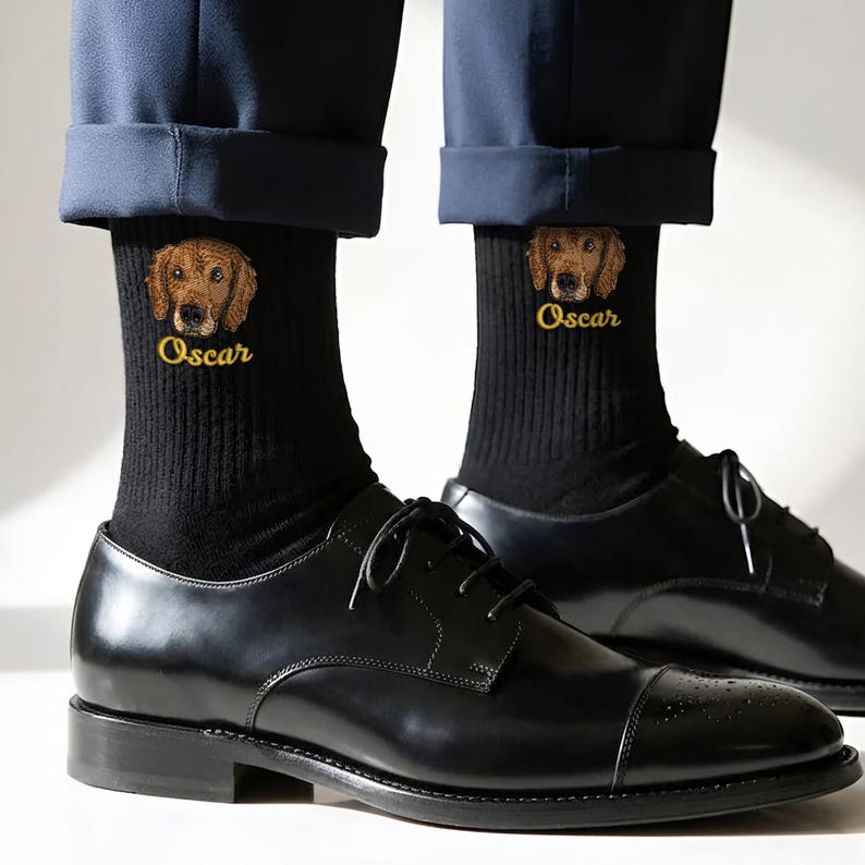 The Embroidered Custom Pet Portrait Socks