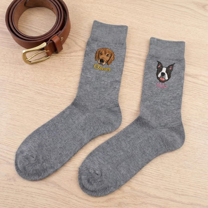 The Embroidered Custom Pet Portrait Socks