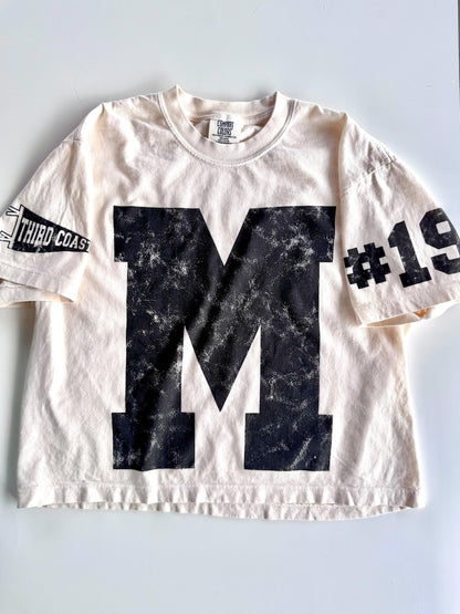 Custom Spirit Shirt, Personalized Team Tee, Custom Initial Shirt with Number & Sleeve Print, Game Day Shirt, DTG Printed Comfort Colors Tee