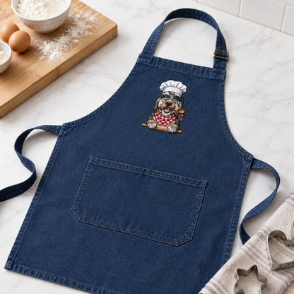 Custom Pet Photo Apron – Embroidered Dog Portrait Kitchen Apron