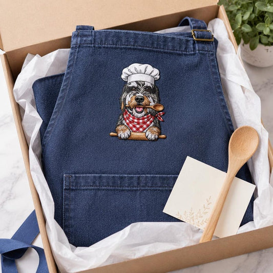 Custom Pet Photo Apron – Embroidered Dog Portrait Kitchen Apron