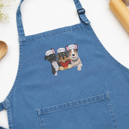 Custom Pet Photo Apron – Embroidered Dog & Cat Portrait Kitchen Apron