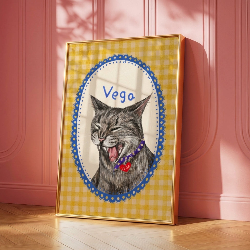 Personalized Hand-Drawn Starry Pet Portrait