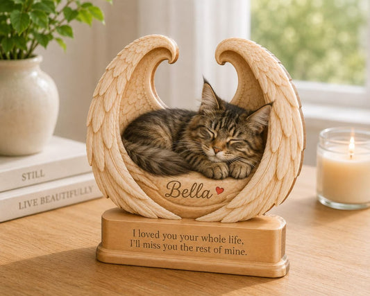 Custom Personalized Cat Photo Memorial Wooden Block