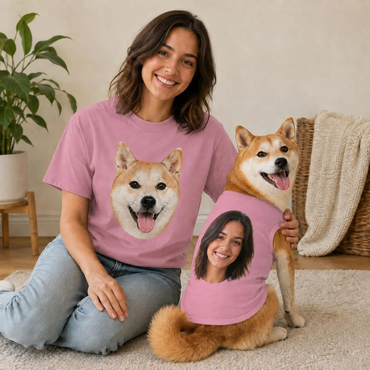 Custom Dog and Owner Matching Shirt Set