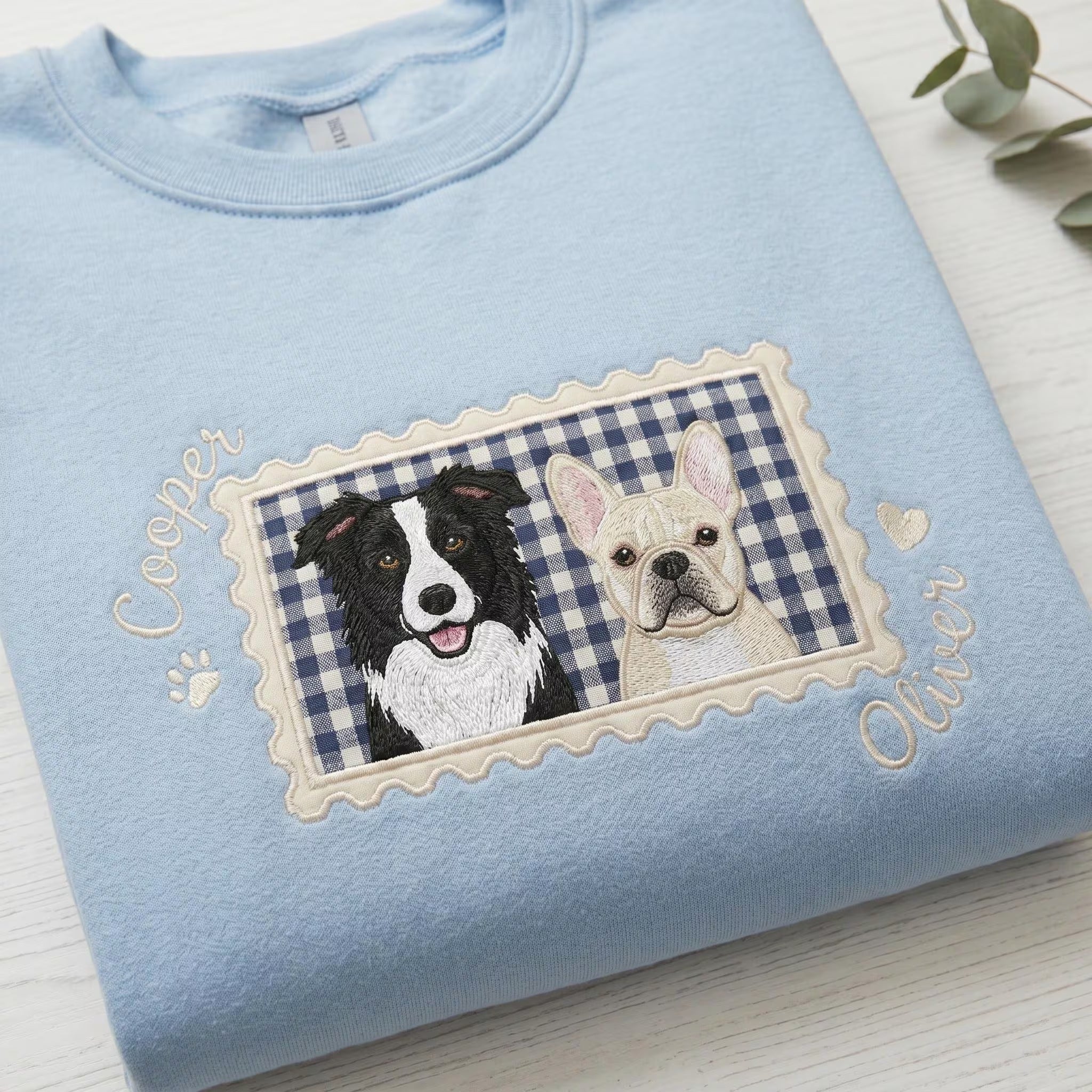 Custom Embroidered Pet Portrait Sweatshirt – Applique Dog Mom Shirt