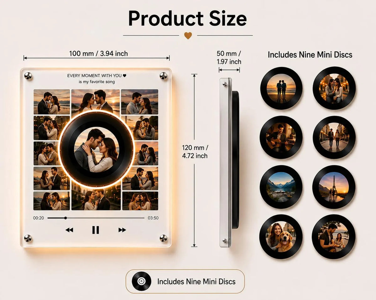 Custom Couple Photo NFC Music Fridge Magnet – Personalized Photo Music Plaque – Romantic Anniversary Gift for Couples