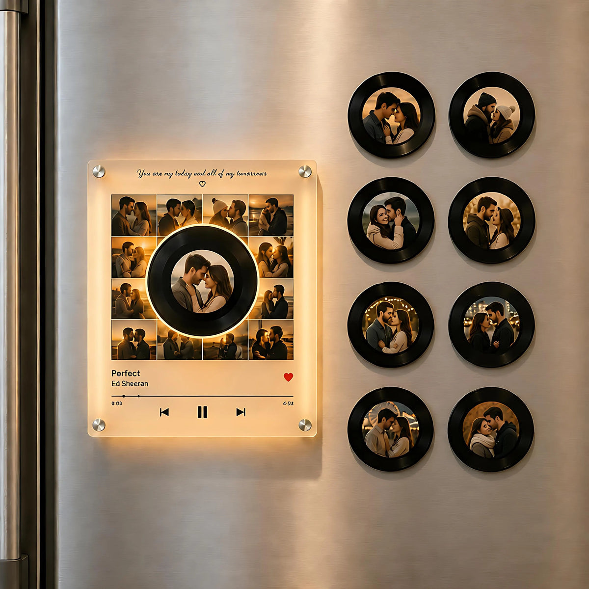 Custom Couple Photo NFC Music Fridge Magnet – Personalized Photo Music Plaque – Romantic Anniversary Gift for Couples