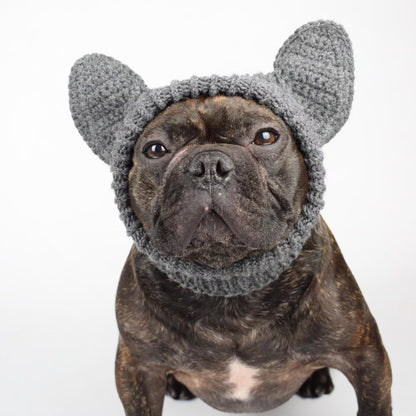 Custom Grey Dog Knit Ear Hat