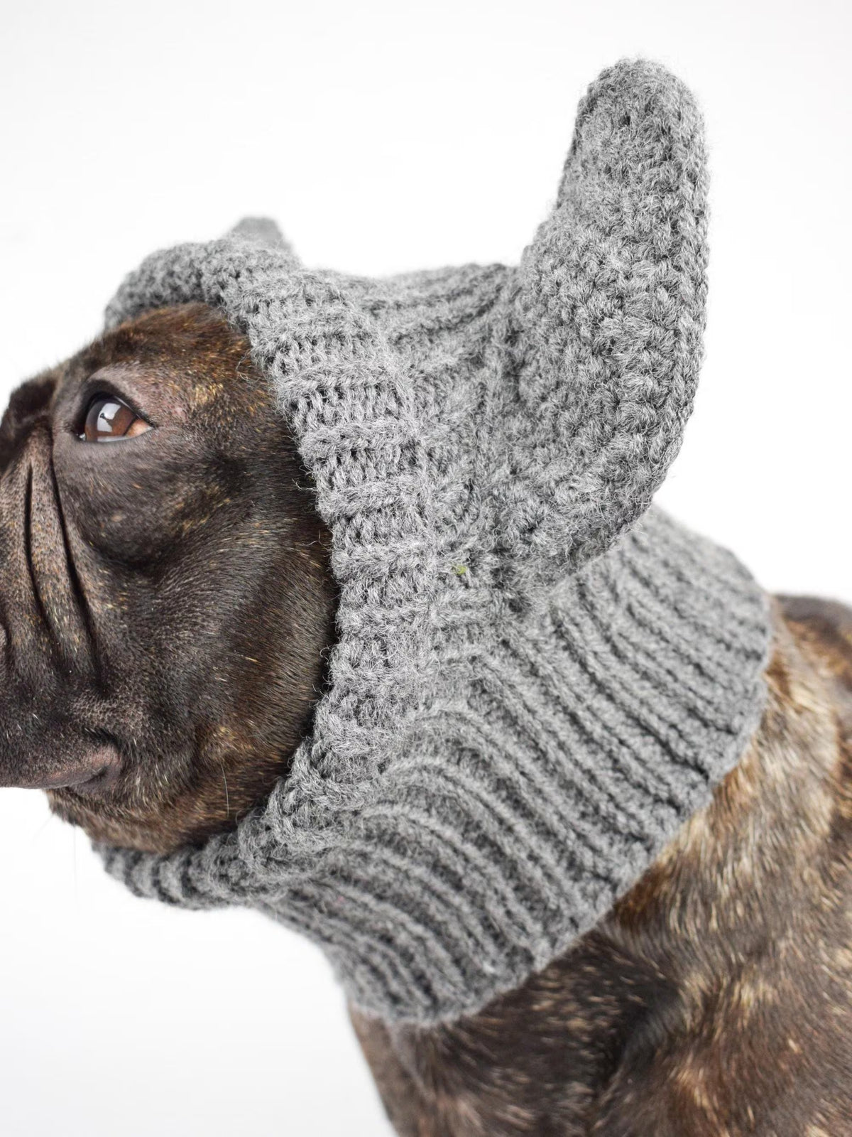 Custom Grey Dog Knit Ear Hat