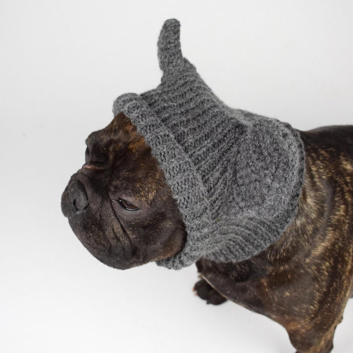 Custom Grey Dog Knit Ear Hat