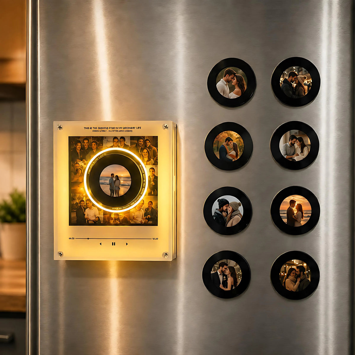 Custom Couple Photo NFC Music Fridge Magnet – Personalized Photo Music Plaque – Romantic Anniversary Gift for Couples