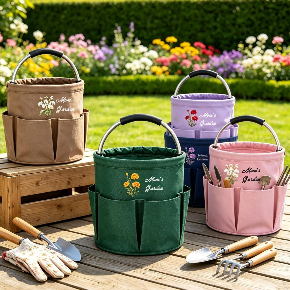 Personalized Garden Tool Tote Bag, Gardening Tote Collapsible Oxford Cloth Organizer