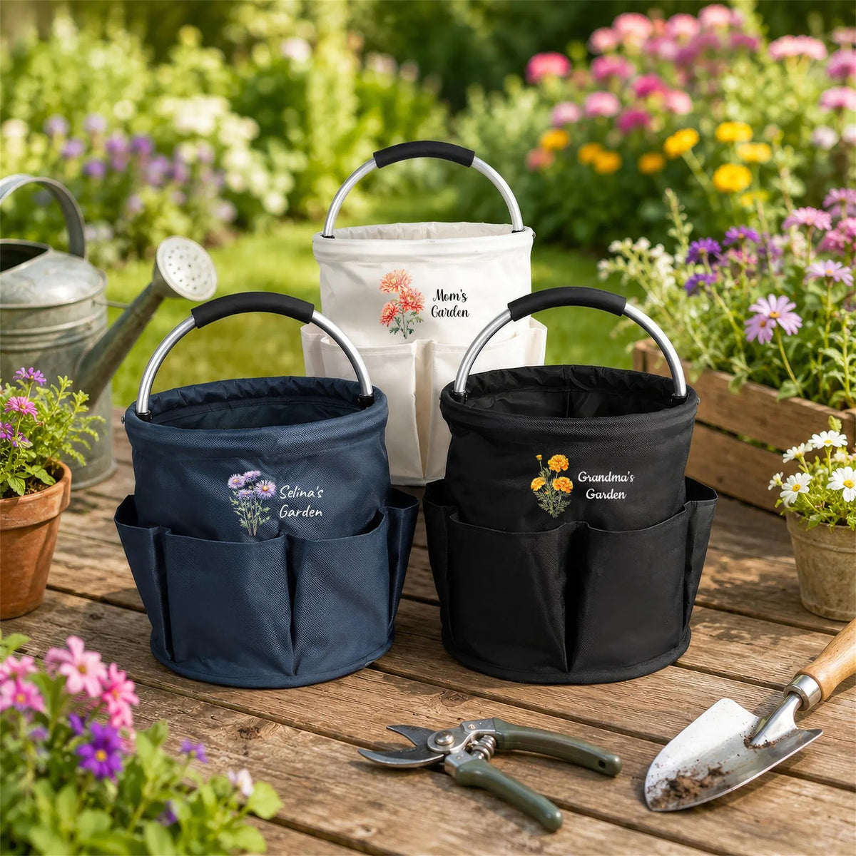 Personalized Garden Tool Tote Bag, Gardening Tote Collapsible Oxford Cloth Organizer