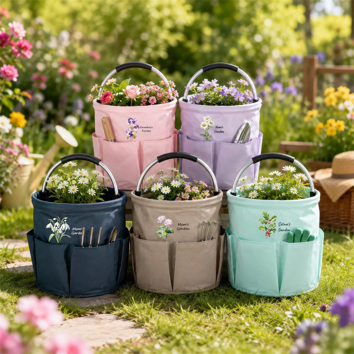 Personalized Garden Tool Tote Bag, Gardening Tote Collapsible Oxford Cloth Organizer