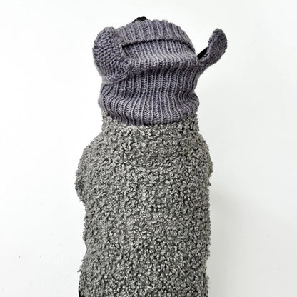 Custom Grey Dog Knit Ear Hat