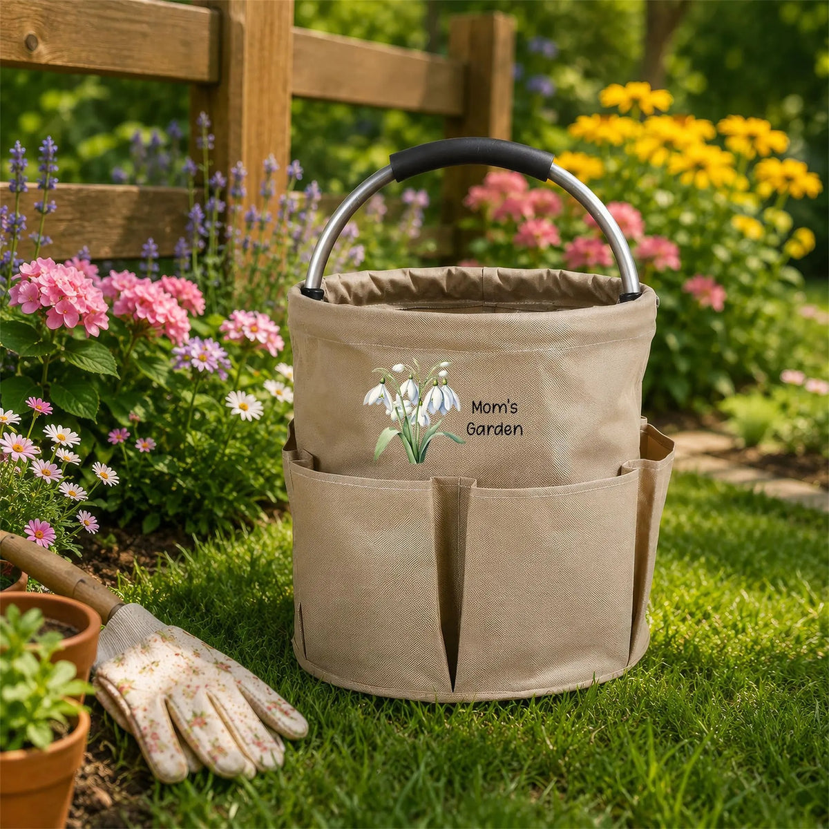 Personalized Garden Tool Tote Bag, Gardening Tote Collapsible Oxford Cloth Organizer