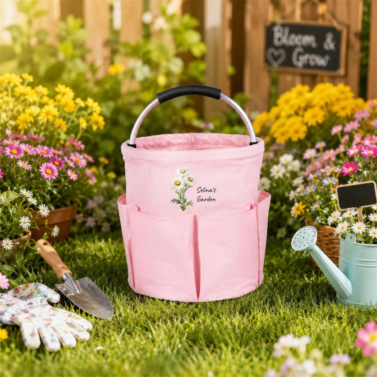 Personalized Garden Tool Tote Bag, Gardening Tote Collapsible Oxford Cloth Organizer