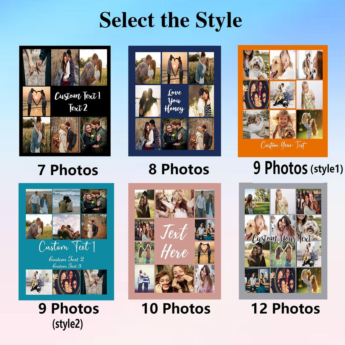 Custom Couple Photo Blanket – Personalized Love Photo Collage Blanket – Romantic Anniversary Gift for Couples