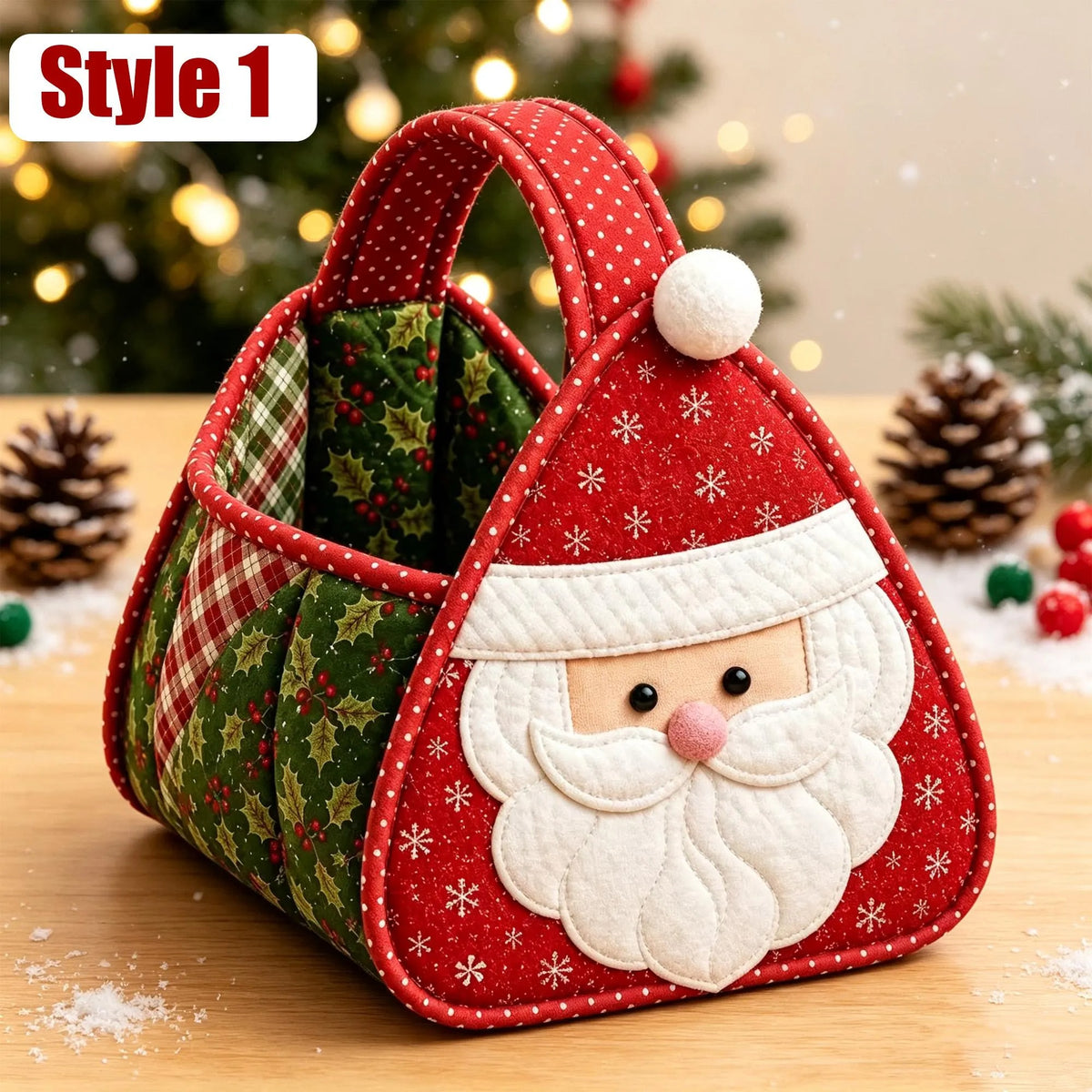 Christmas Quilted Patchwork Basket Sewing Kit