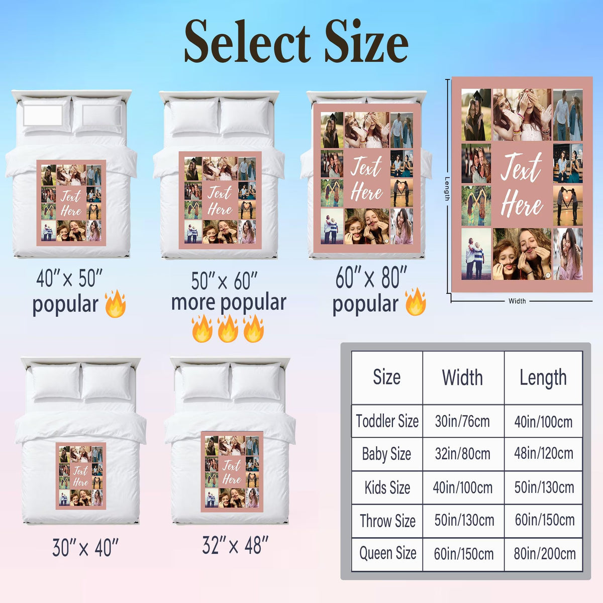 Custom Couple Photo Blanket – Personalized Love Photo Collage Blanket – Romantic Anniversary Gift for Couples
