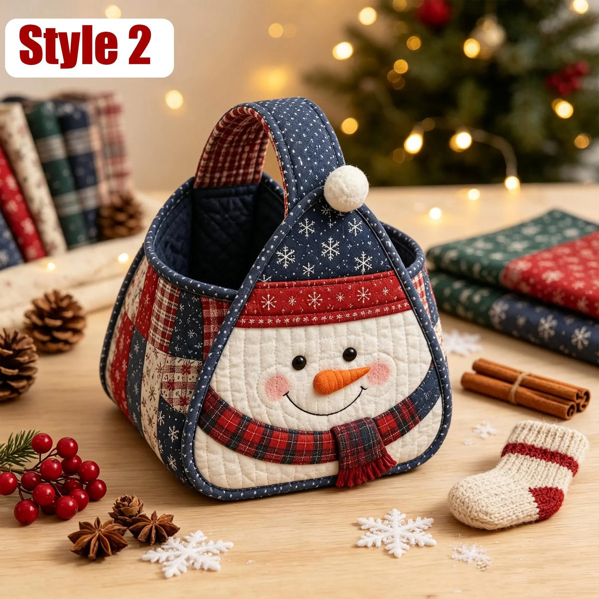 Christmas Quilted Patchwork Basket Sewing Kit