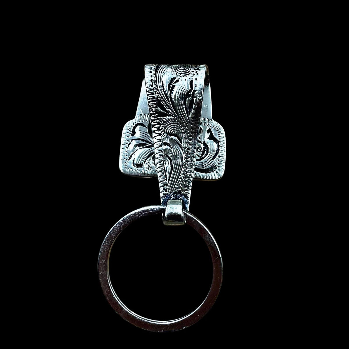 Handmade Cow Tag Belt Key Holder with Copper Initial.