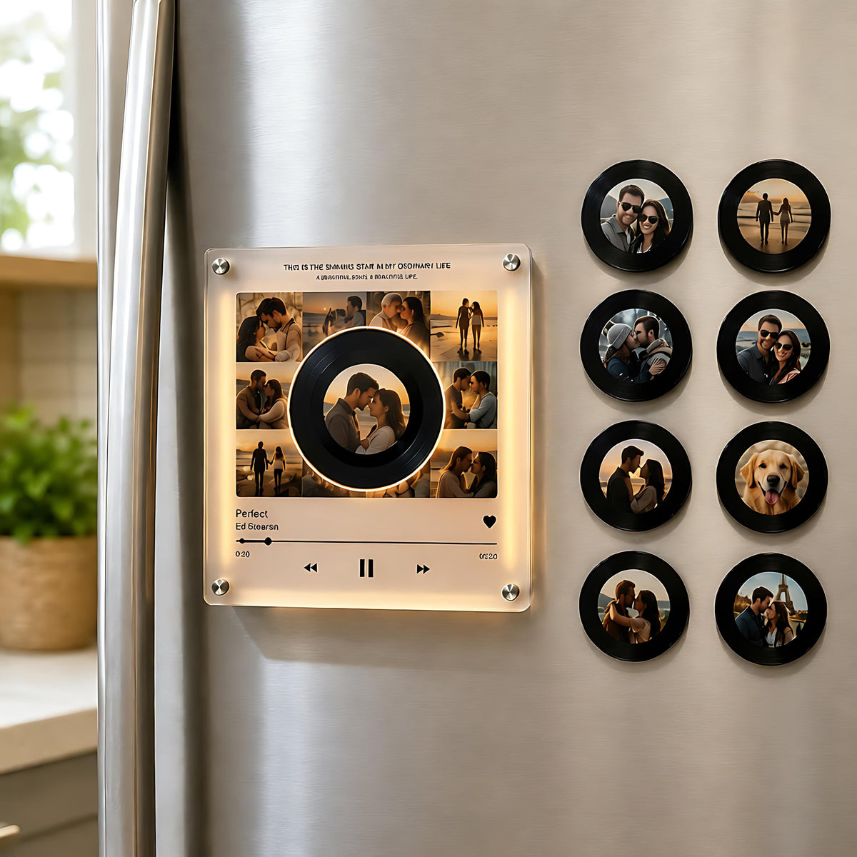 Custom Couple Photo NFC Music Fridge Magnet – Personalized Photo Music Plaque – Romantic Anniversary Gift for Couples