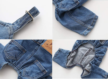 Pet Clothes Elastic Jeans Overalls