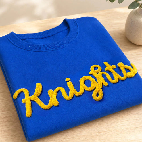 Chenille Yarn Embroidered Sweatshirt Game Day Fuzzy Letter Team Spirit Football Mom