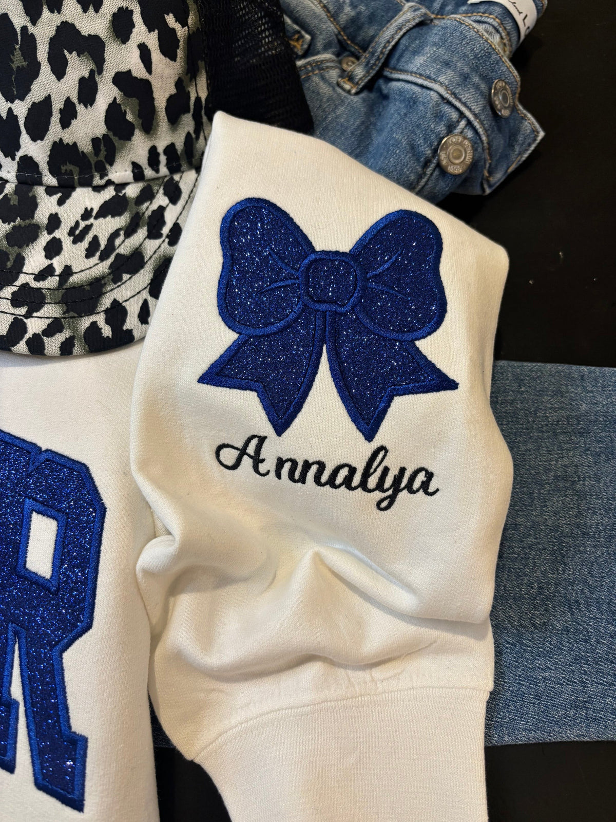 Custom Glitter Applique Cheer Mom Sweatshirt
