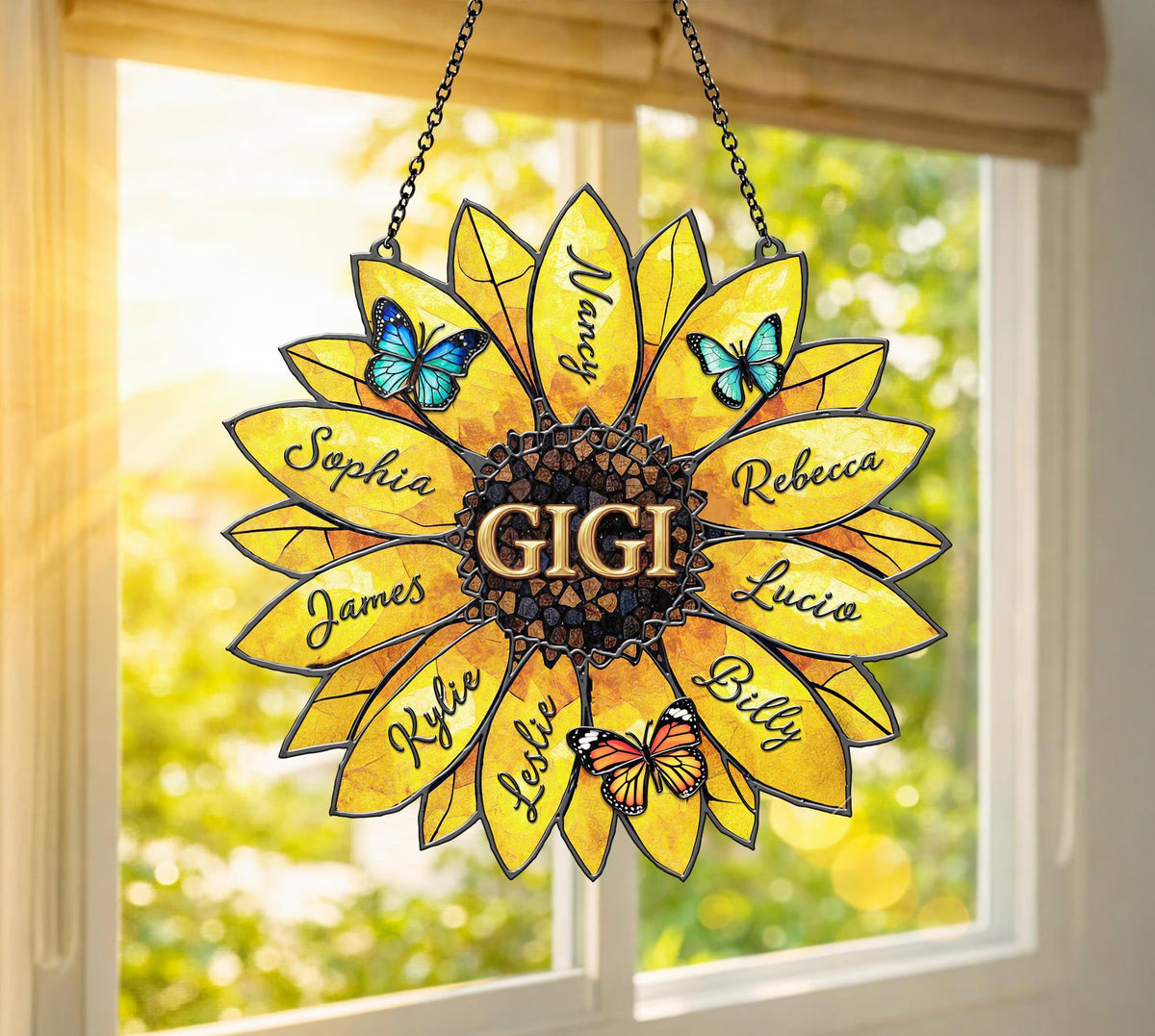 Personalized Family Names Sunflower Suncatcher
