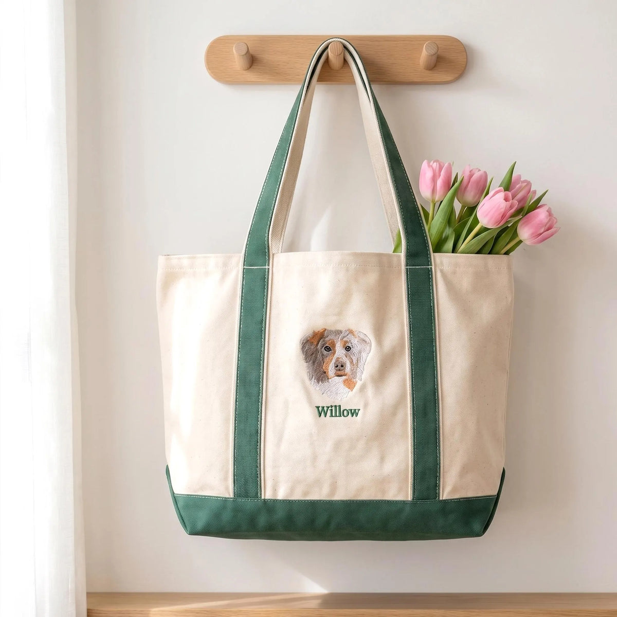 Custom Embroidered Pet Portrait Tote Bag