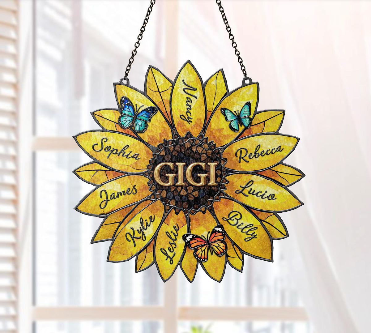Personalized Family Names Sunflower Suncatcher