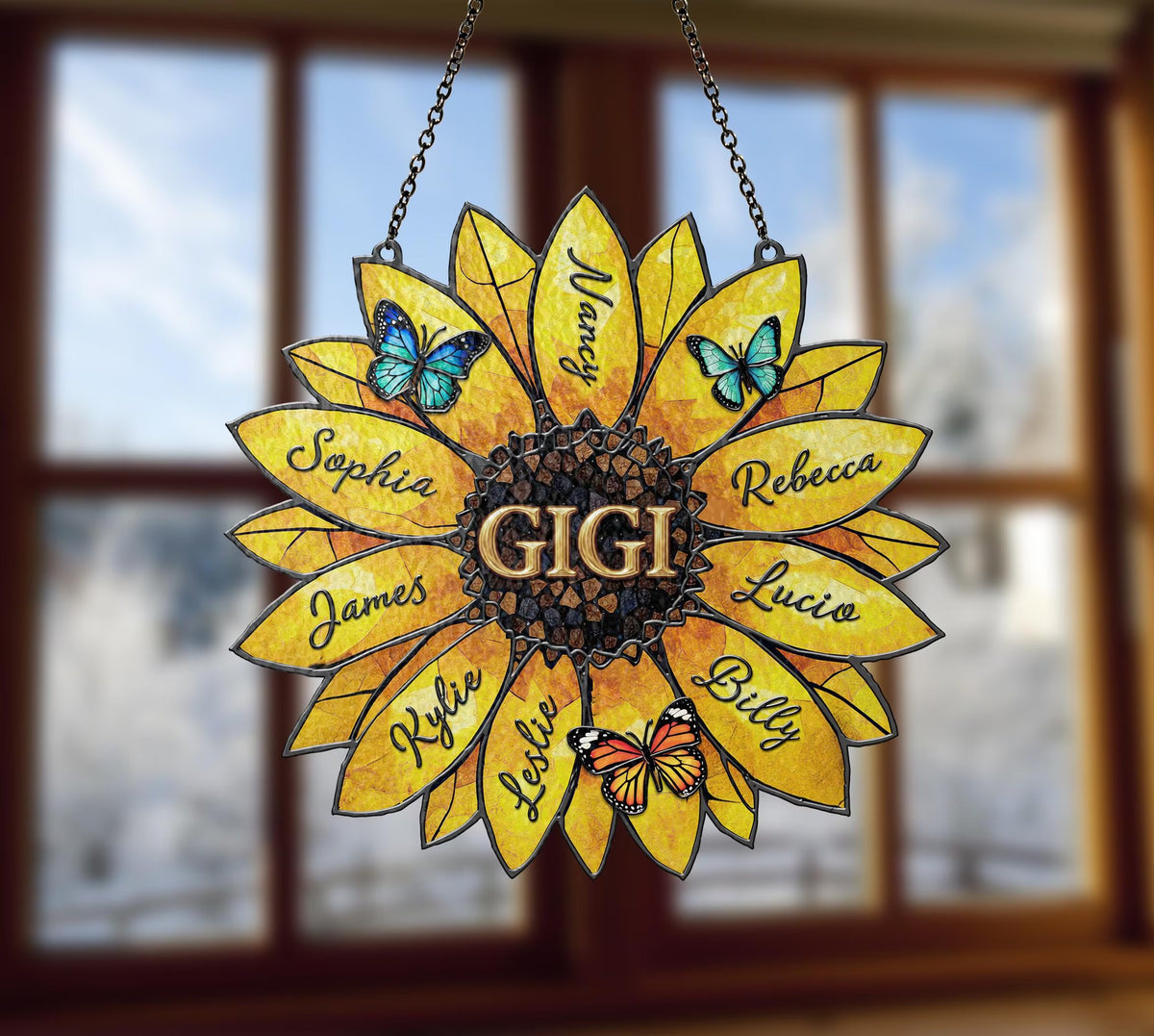 Personalized Family Names Sunflower Suncatcher
