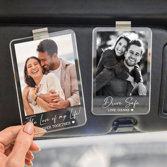 Custom Personalized Couple Photo Car Visor Clip| Car Accessory, Anniversary Gift for Boyfriend Husband