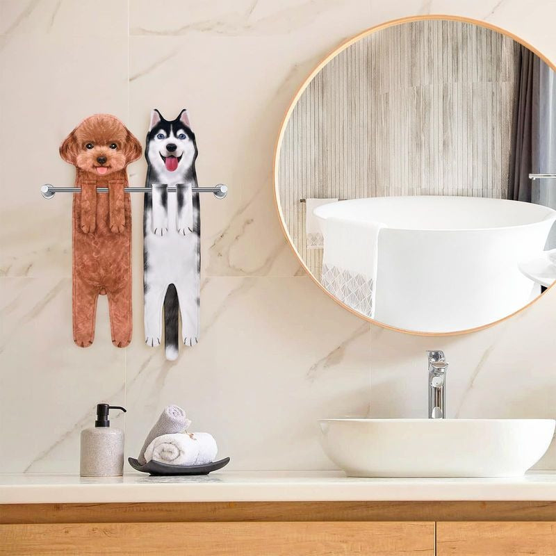 Funny Poodle Dog Towels – Cute Kitchen & Bathroom Hand Towels – Personalized Dog Lover Gift