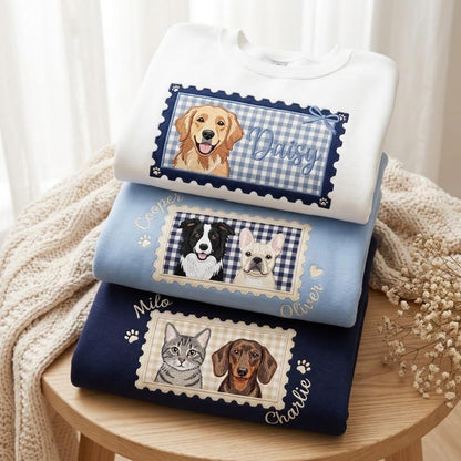 Custom Embroidered Pet Portrait Sweatshirt – Applique Dog Mom Shirt