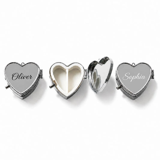 Custom Personalized Name Heart Pill Box，Small Pocket Pill Organizer Gift